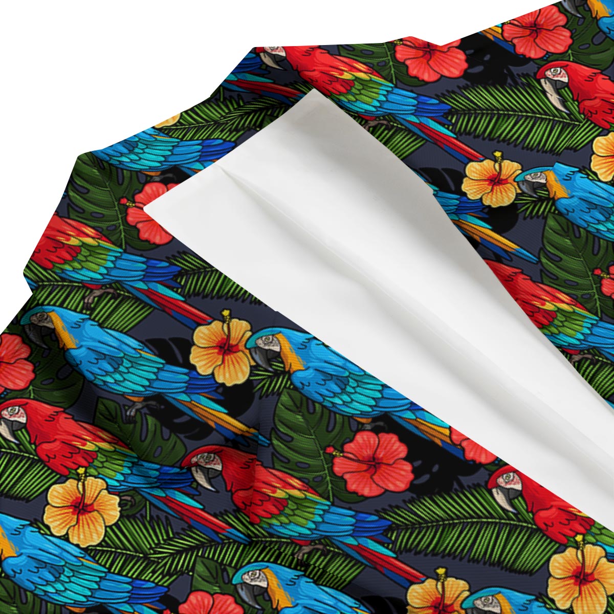 Floral Parrot Bird Pattern Print Men's Blazer-grizzshop