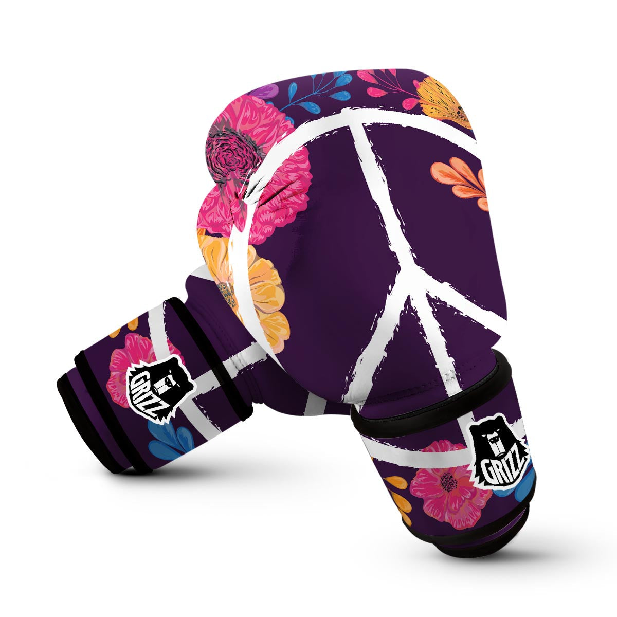 Floral Peace Sign Boxing Gloves-grizzshop