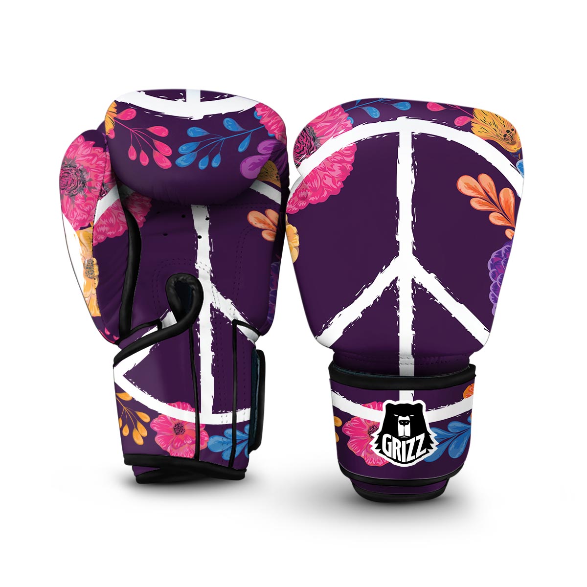 Floral Peace Sign Boxing Gloves-grizzshop