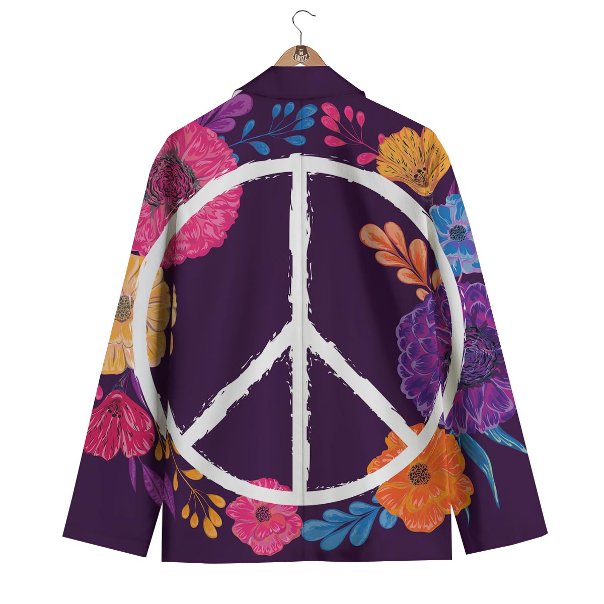 Floral Peace Sign Men's Blazer-grizzshop