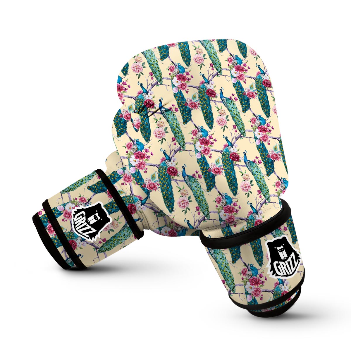 Floral Peacock Boxing Gloves-grizzshop