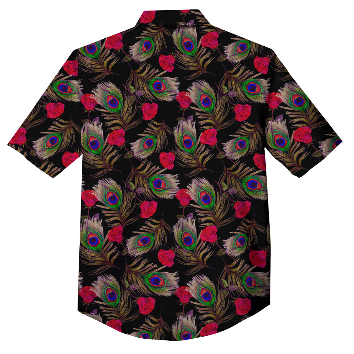 Floral Peacock Feather Print Pattern Button Up Shirt-grizzshop
