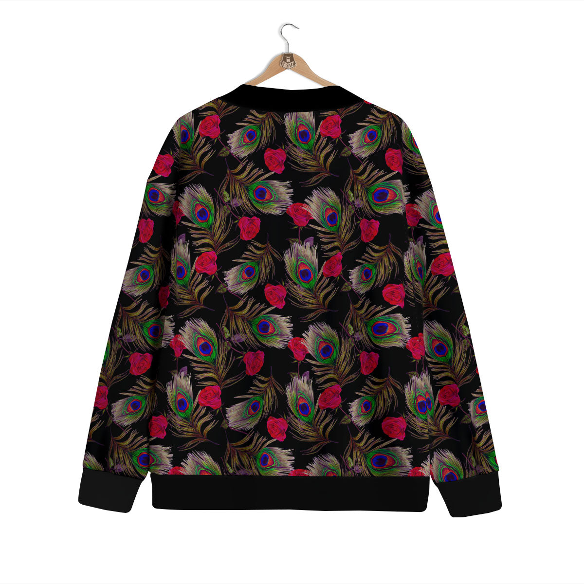 Floral Peacock Feather Print Pattern Cardigan-grizzshop
