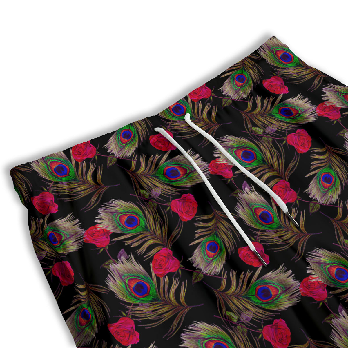 Floral Peacock Feather Print Pattern Men's Athletic Shorts