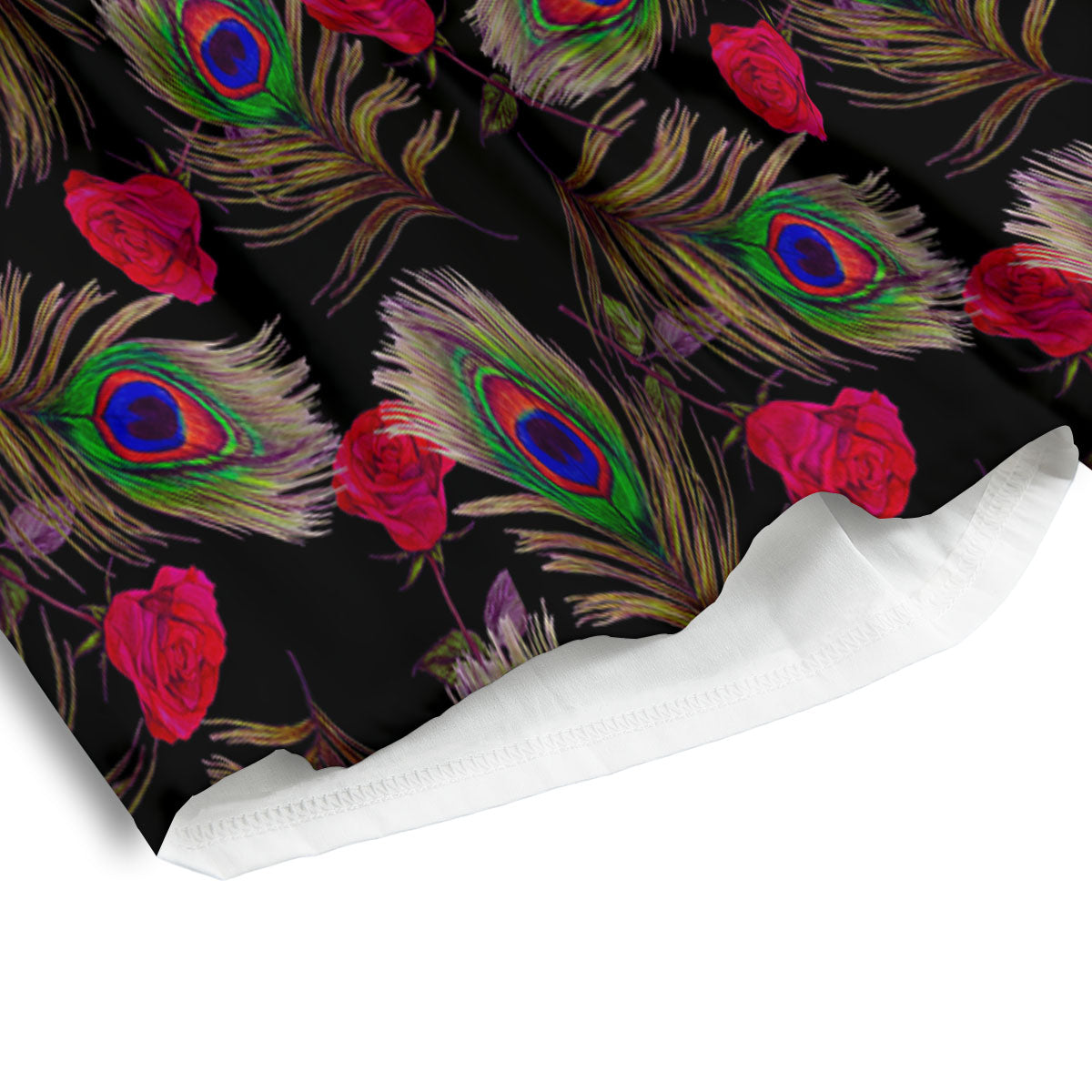 Floral Peacock Feather Print Pattern Men's Athletic Shorts
