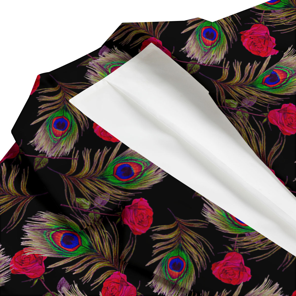Floral Peacock Feather Print Pattern Men's Blazer-grizzshop