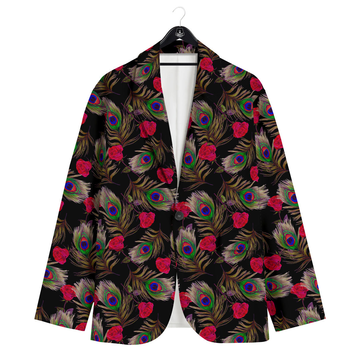 Floral Peacock Feather Print Pattern Men's Sport Coat-grizzshop