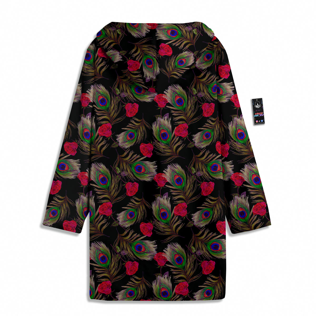 Floral Peacock Feather Print Pattern Men's Windbreaker Jacket-grizzshop