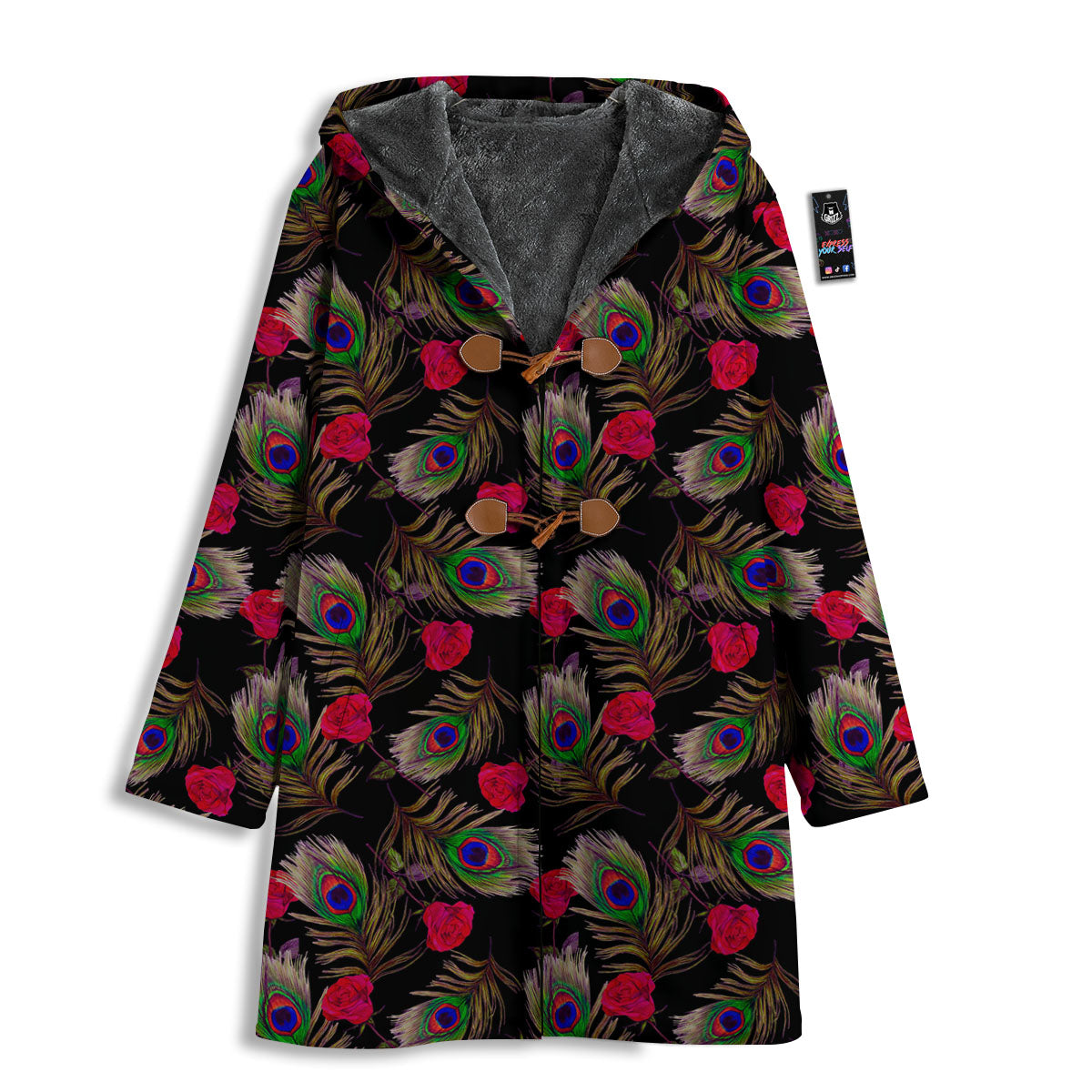 Floral Peacock Feather Print Pattern Men's Windbreaker Jacket-grizzshop