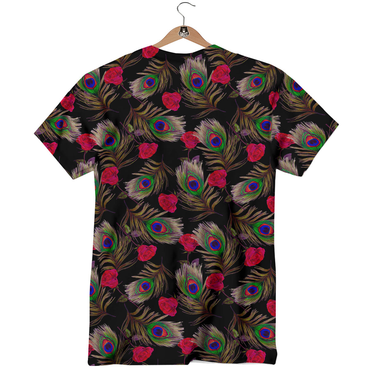 Floral Peacock Feather Print Pattern T-Shirt-grizzshop