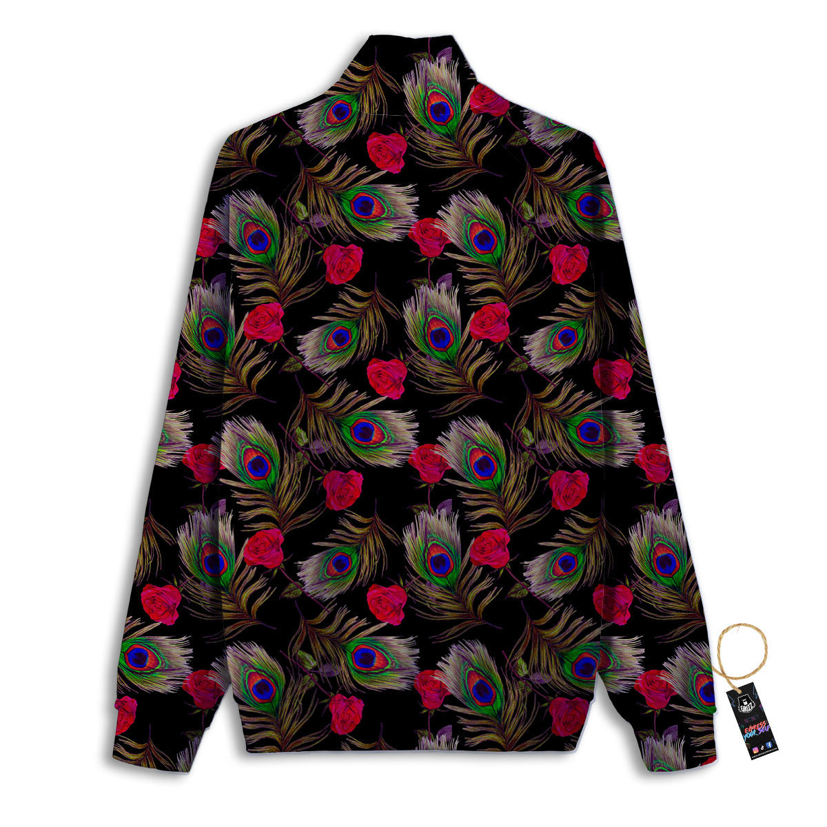 Floral Peacock Feather Print Pattern Track Jacket-grizzshop