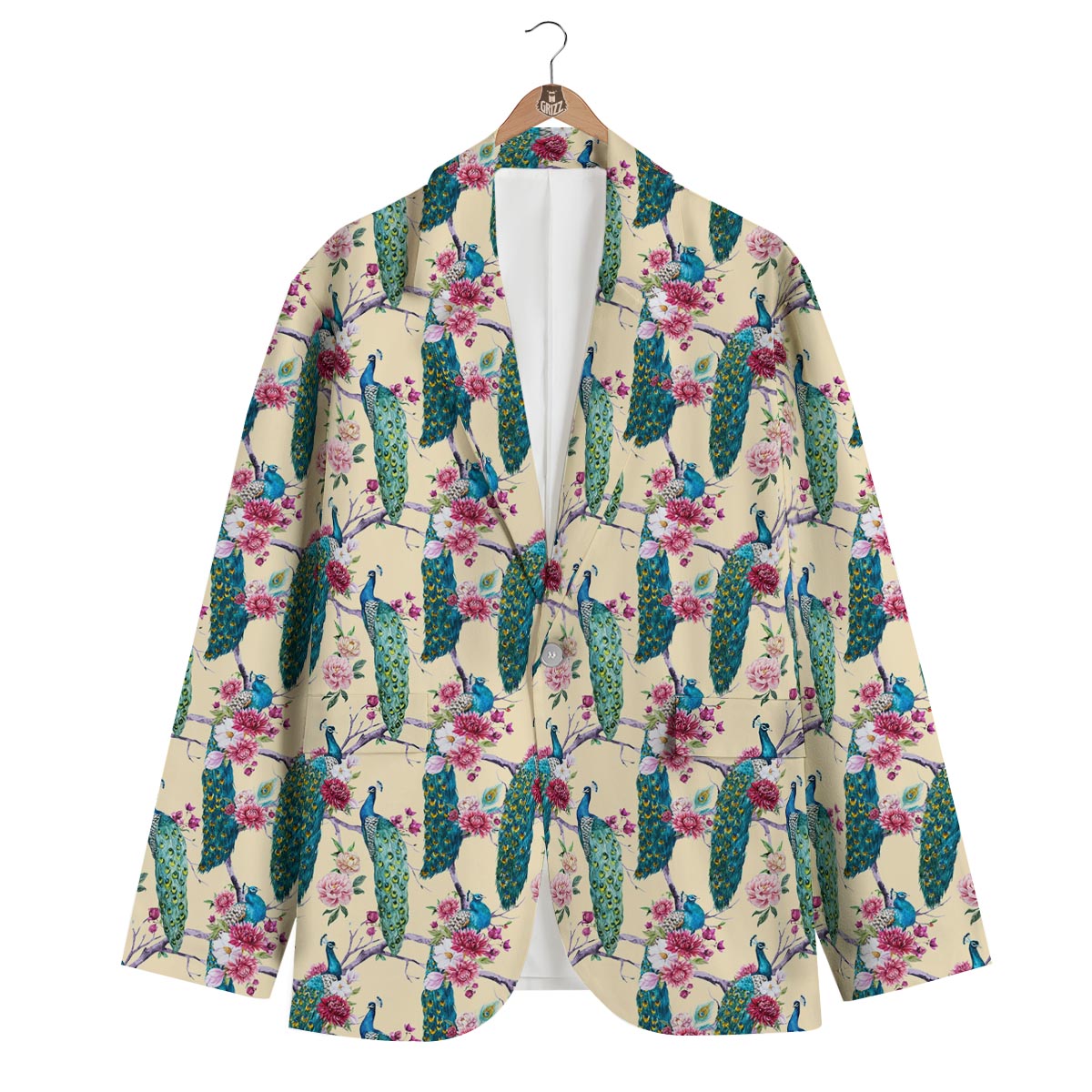 Floral Peacock Men's Blazer-grizzshop