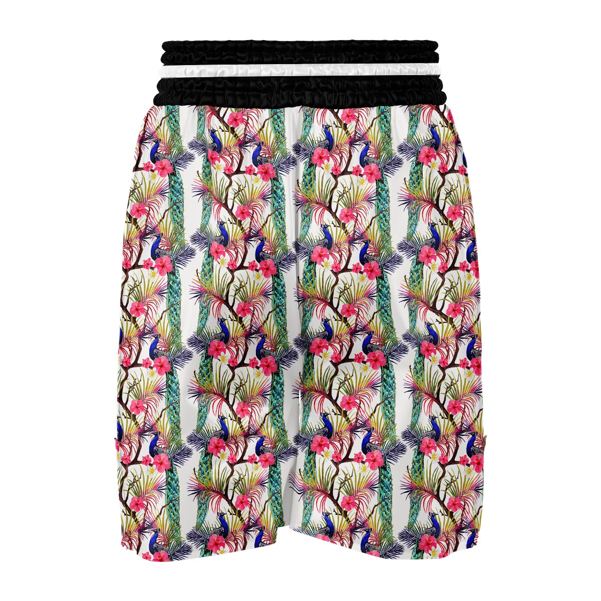 Floral Peacock Print Boxing Shorts-grizzshop
