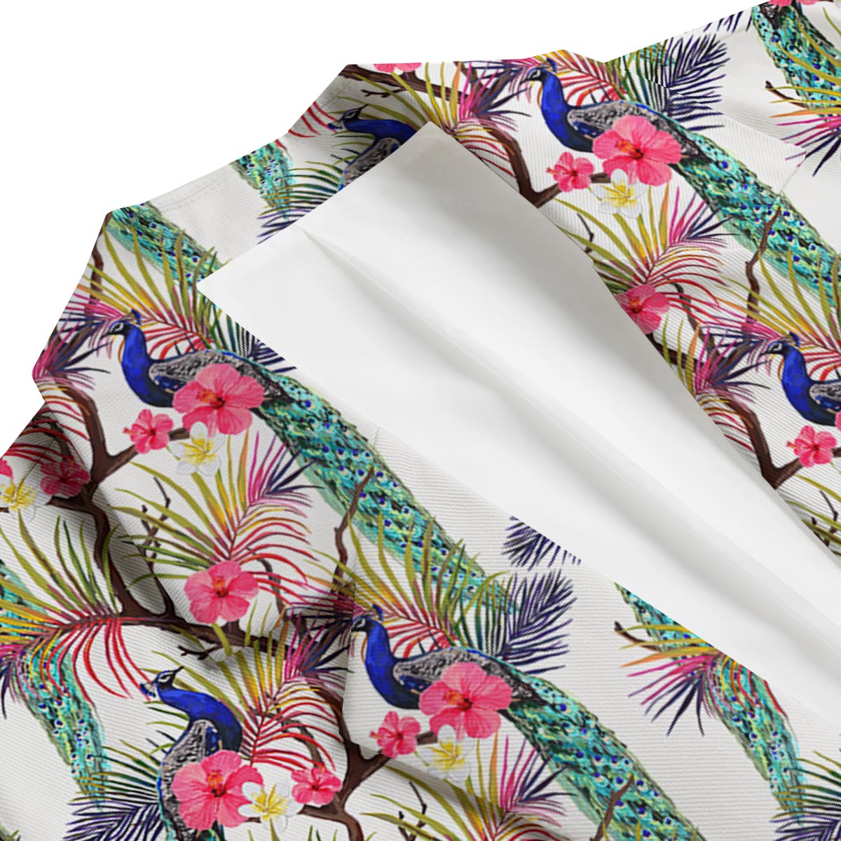 Floral Peacock Print Men's Blazer-grizzshop