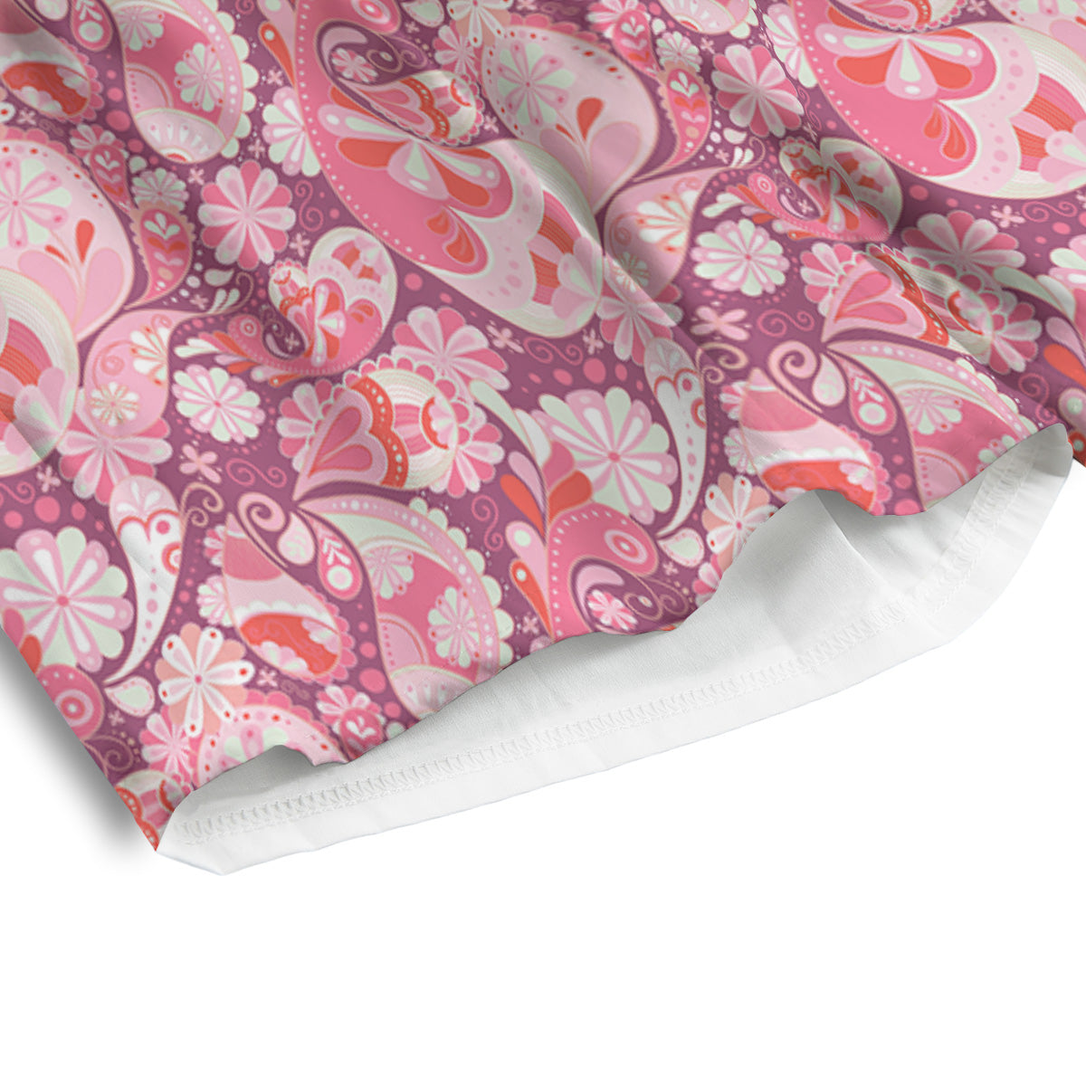 Floral Pink Paisley Print Pattern Men's Athletic Shorts