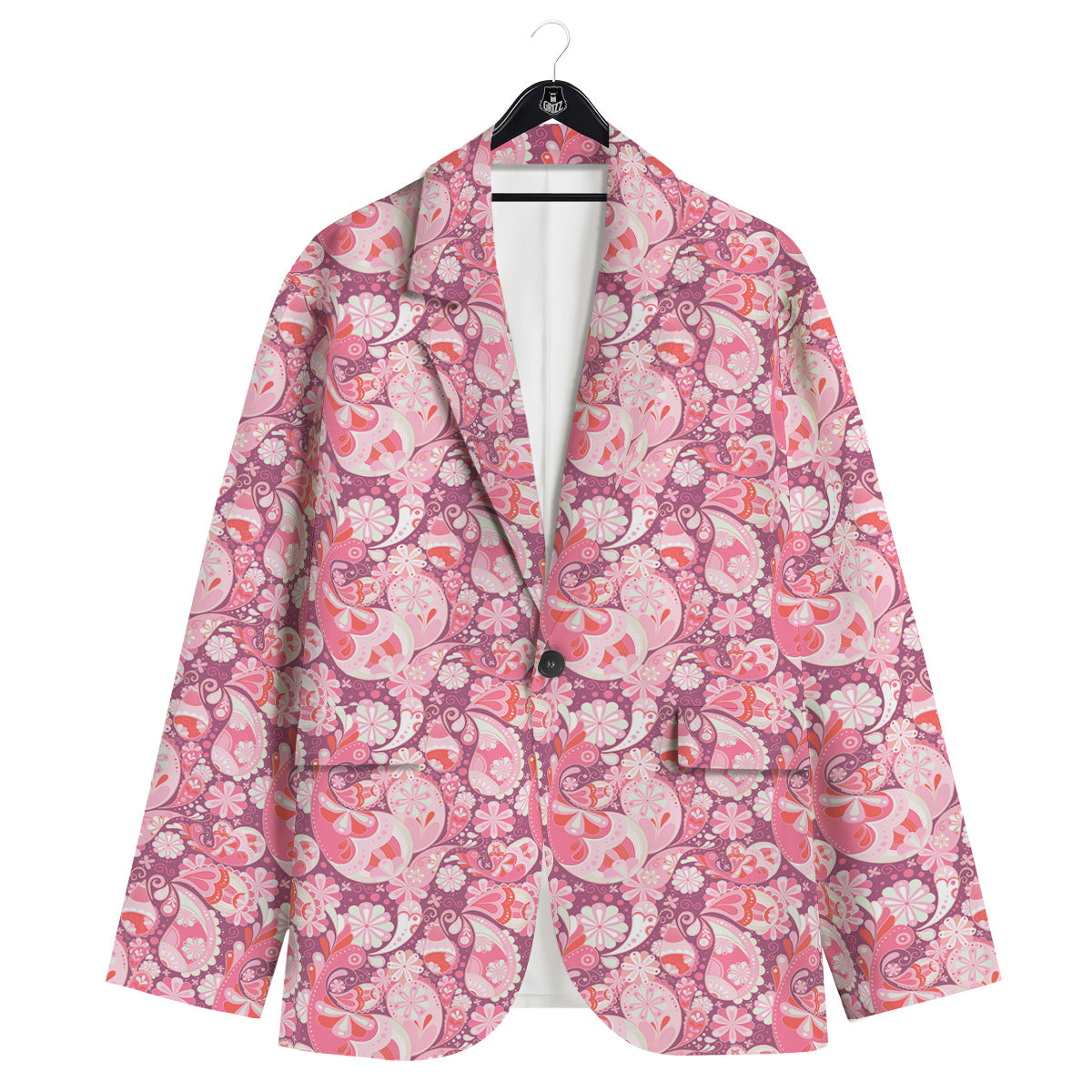 Floral Pink Paisley Print Pattern Men's Sport Coat-grizzshop