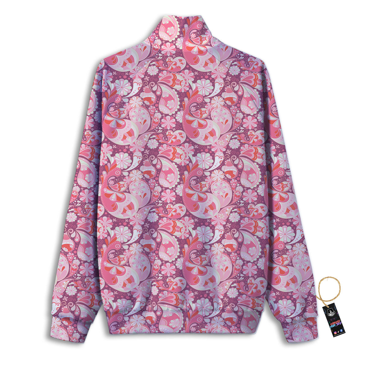 Floral Pink Paisley Print Pattern Track Jacket-grizzshop