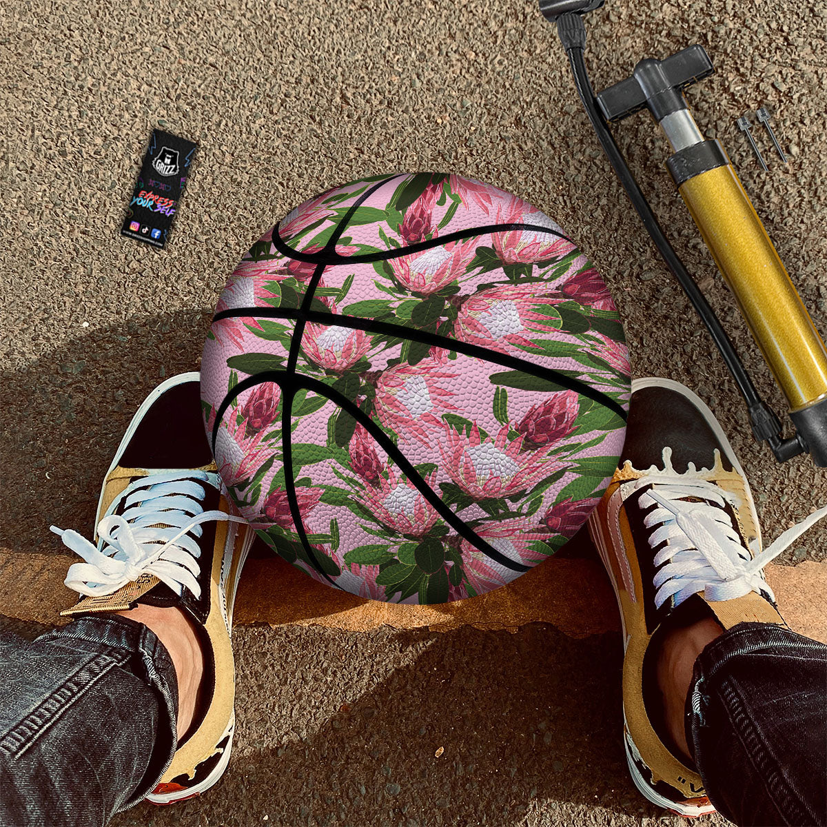 Floral Protea Print Pattern Basketball-grizzshop