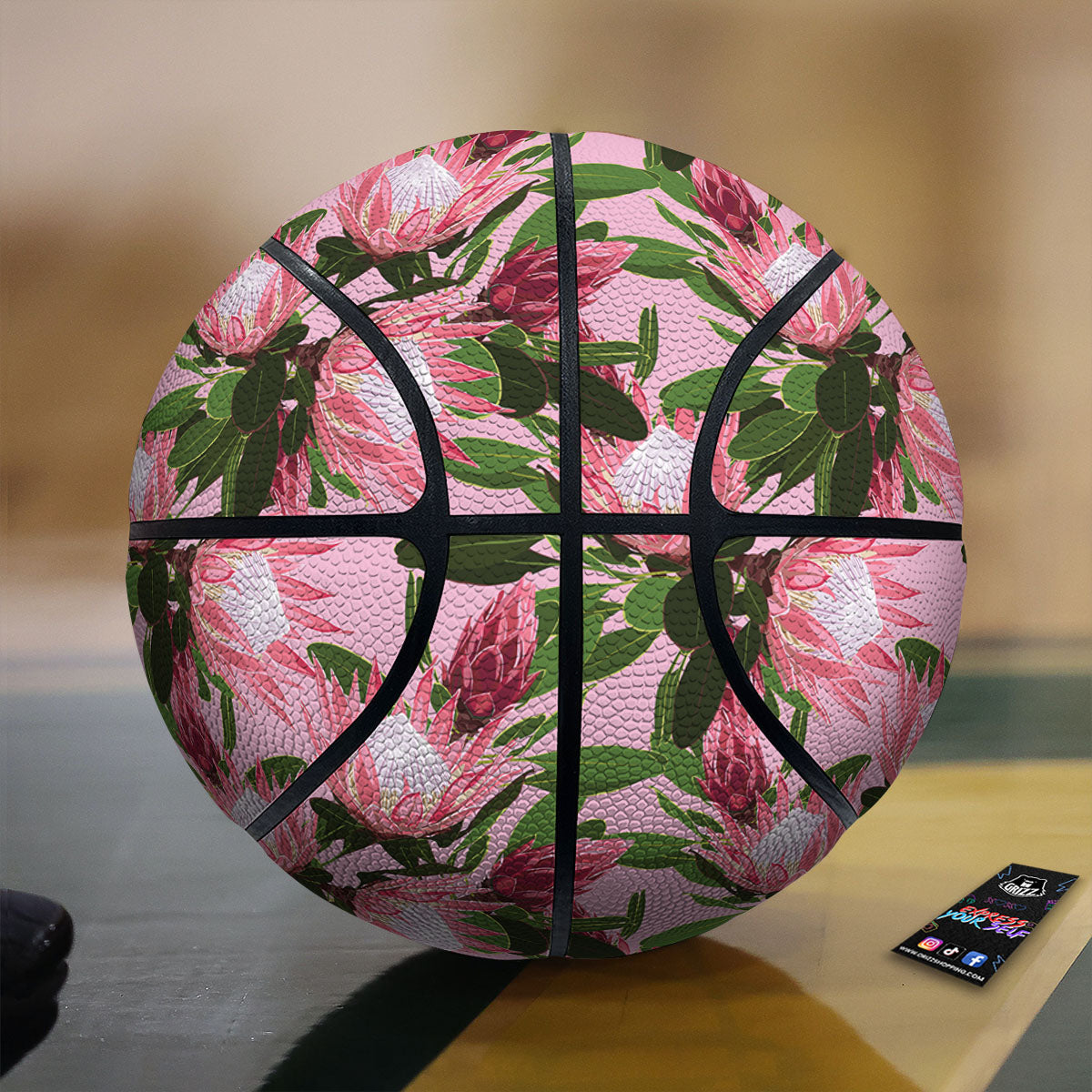 Floral Protea Print Pattern Basketball-grizzshop