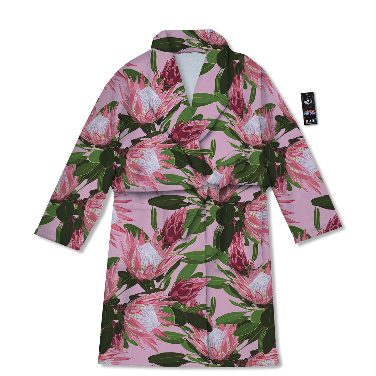 Floral Protea Print Pattern Bathrobe-grizzshop
