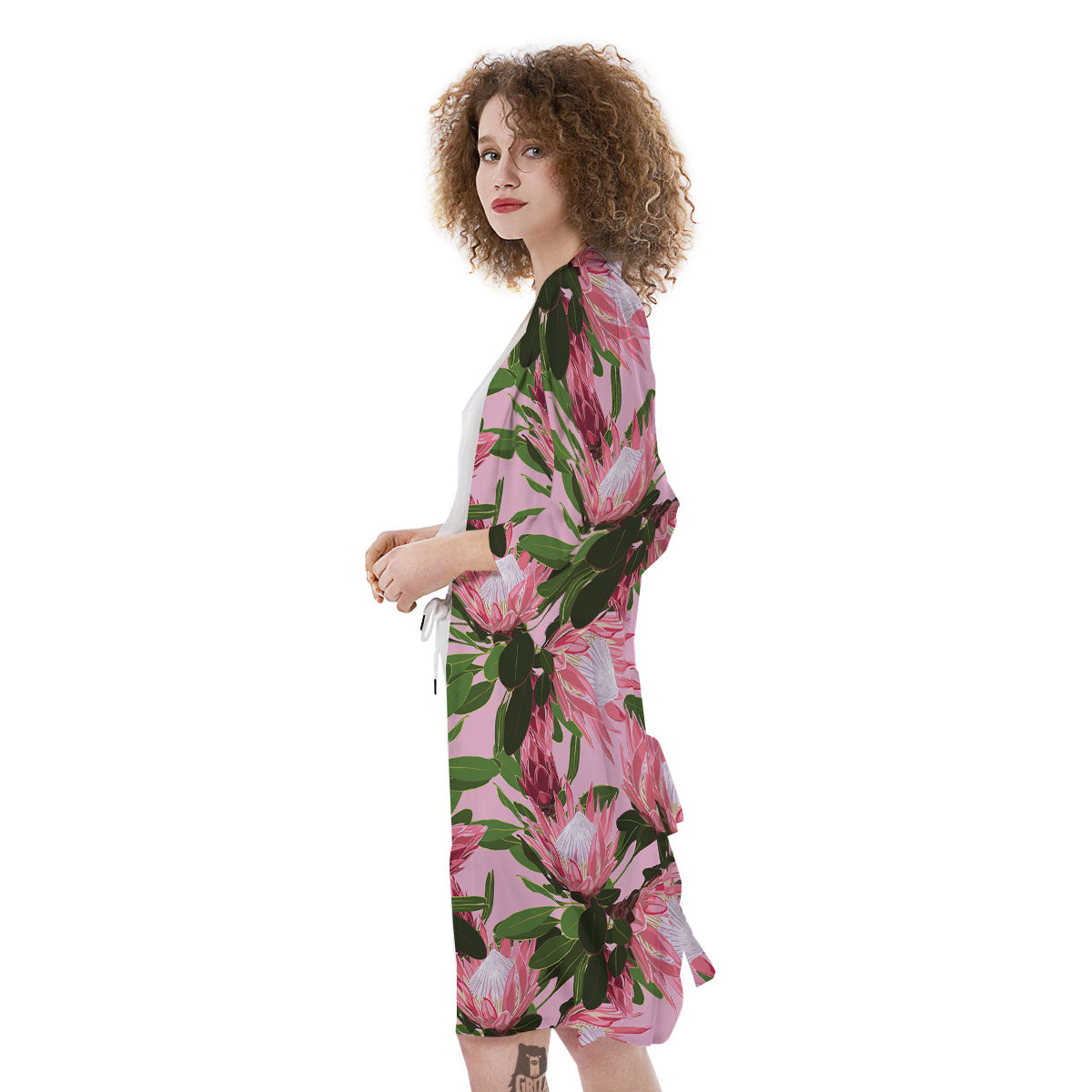 Floral Protea Print Pattern Kimono-grizzshop