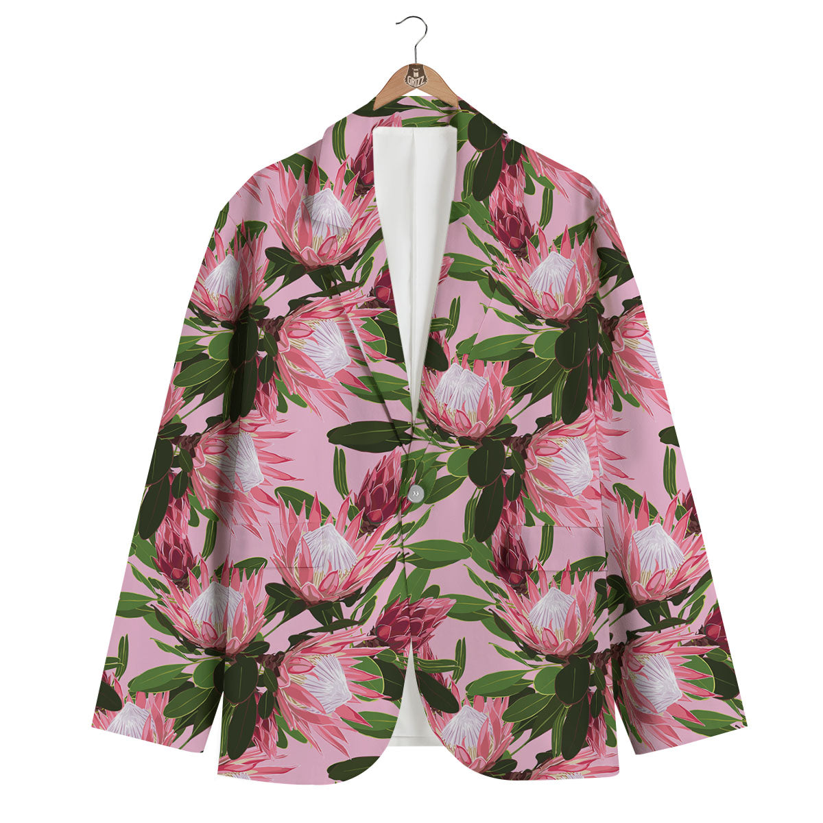 Floral Protea Print Pattern Men's Blazer-grizzshop