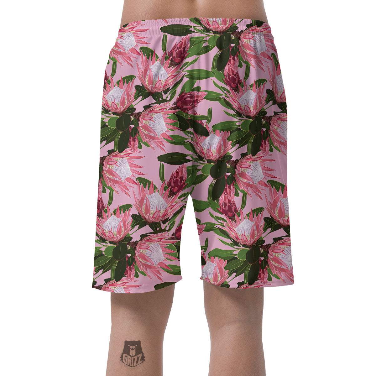 Floral Protea Print Pattern Men's Shorts-grizzshop