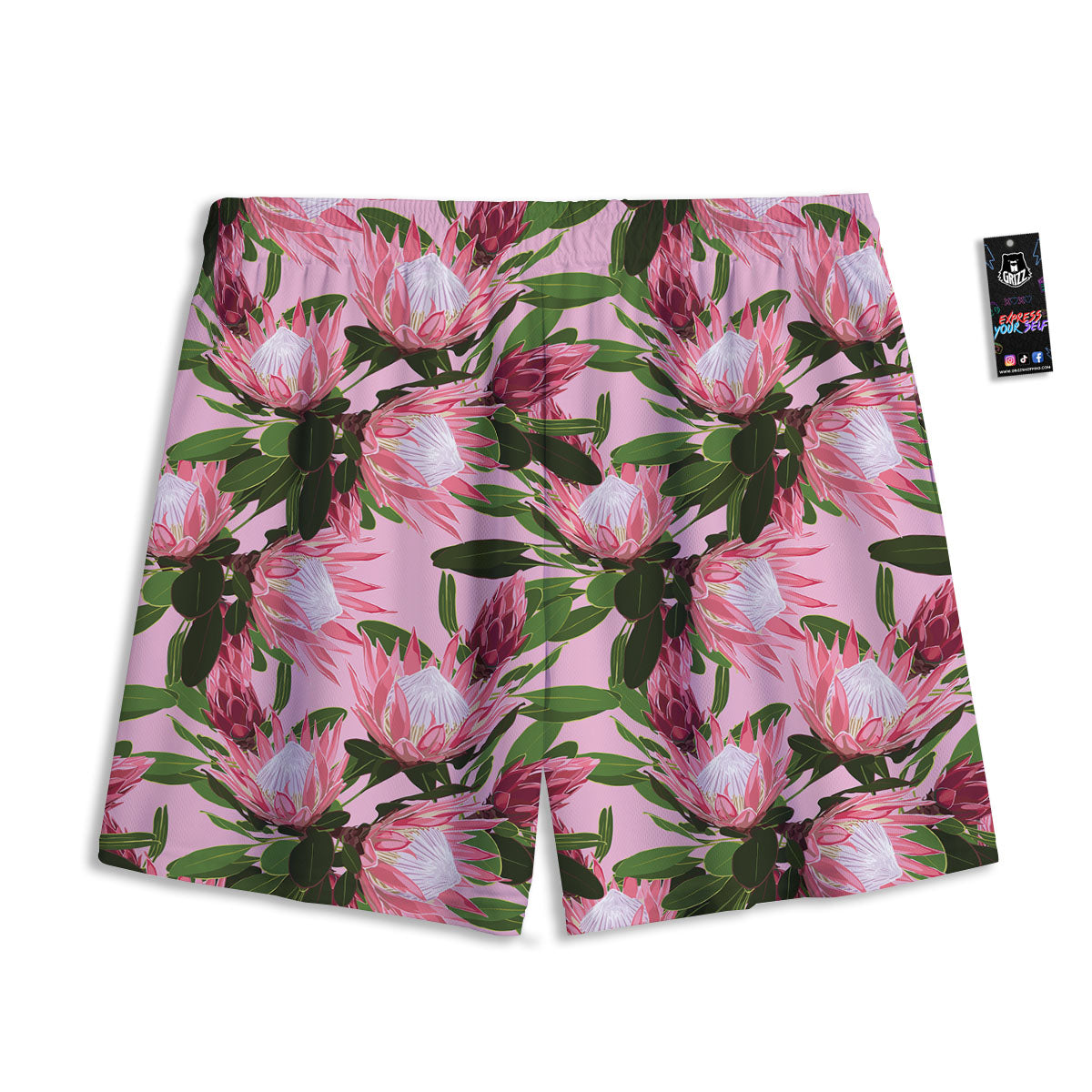 Floral Protea Print Pattern Mesh Shorts