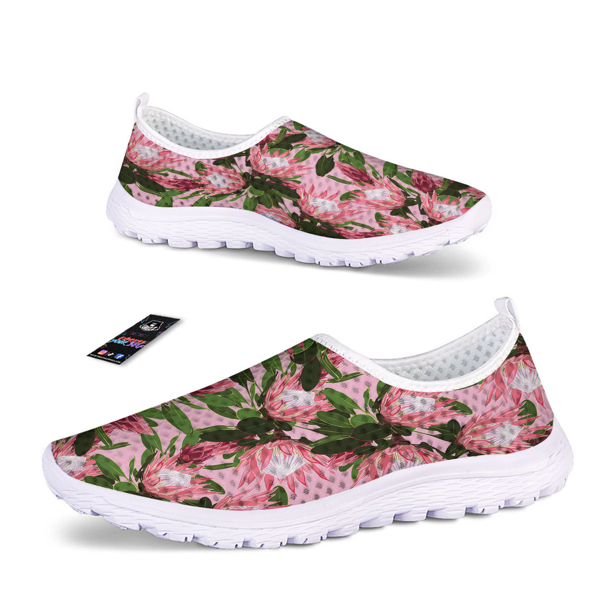Floral Protea Print Pattern Nurse Shoes-grizzshop