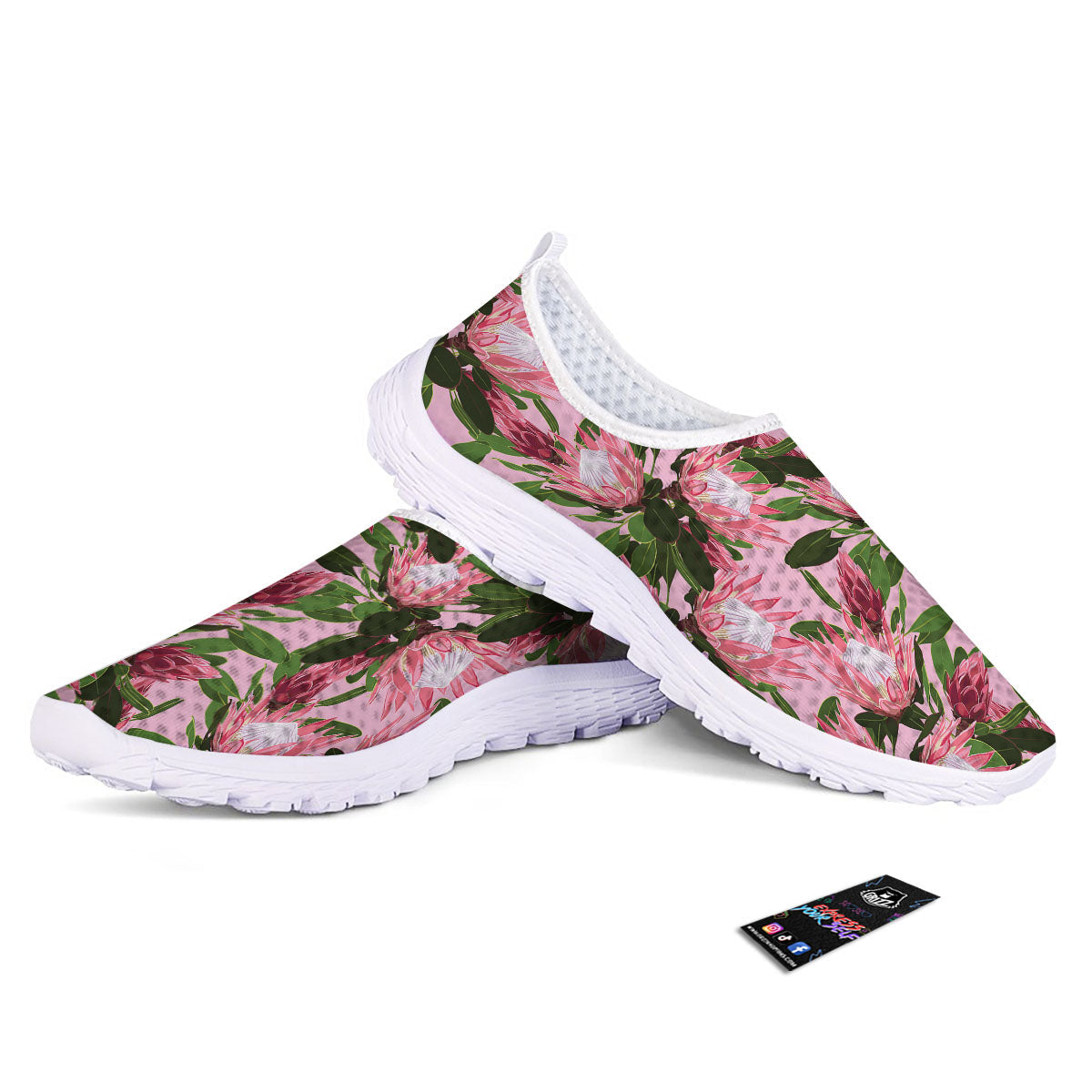 Floral Protea Print Pattern Nurse Shoes-grizzshop