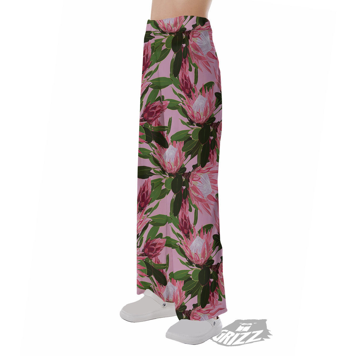 Floral Protea Print Pattern Pajama Pants-grizzshop
