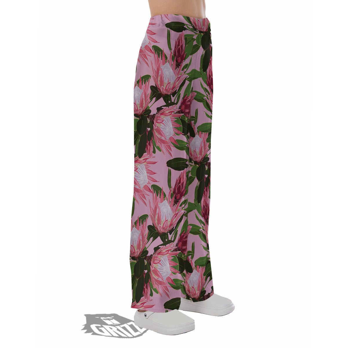 Floral Protea Print Pattern Pajama Pants-grizzshop
