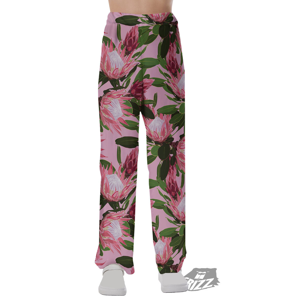 Floral Protea Print Pattern Pajama Pants-grizzshop