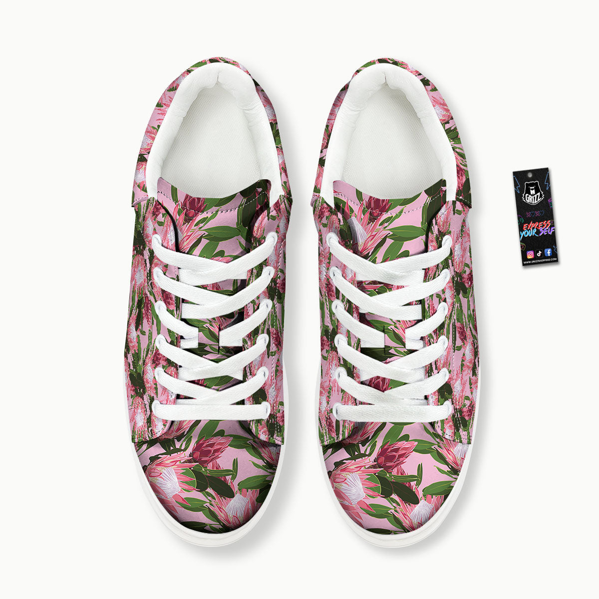 Floral Protea Print Pattern Platform Shoes-grizzshop