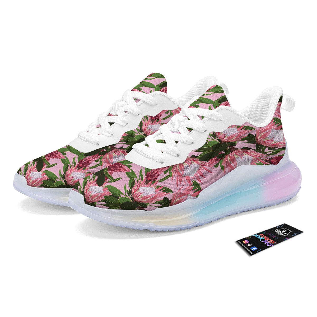 Floral Protea Print Pattern Running Sneakers-grizzshop