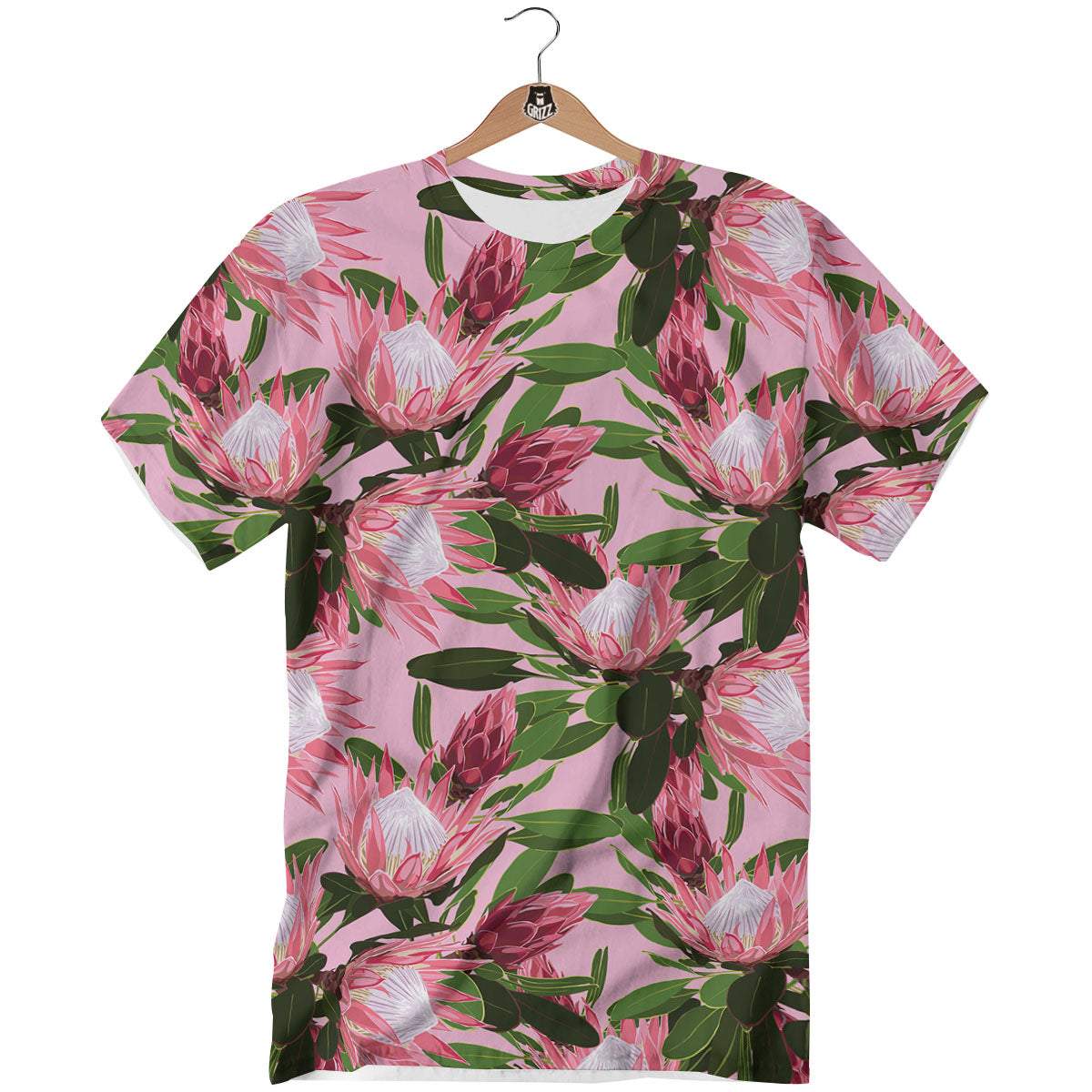 Floral Protea Print Pattern T-Shirt-grizzshop