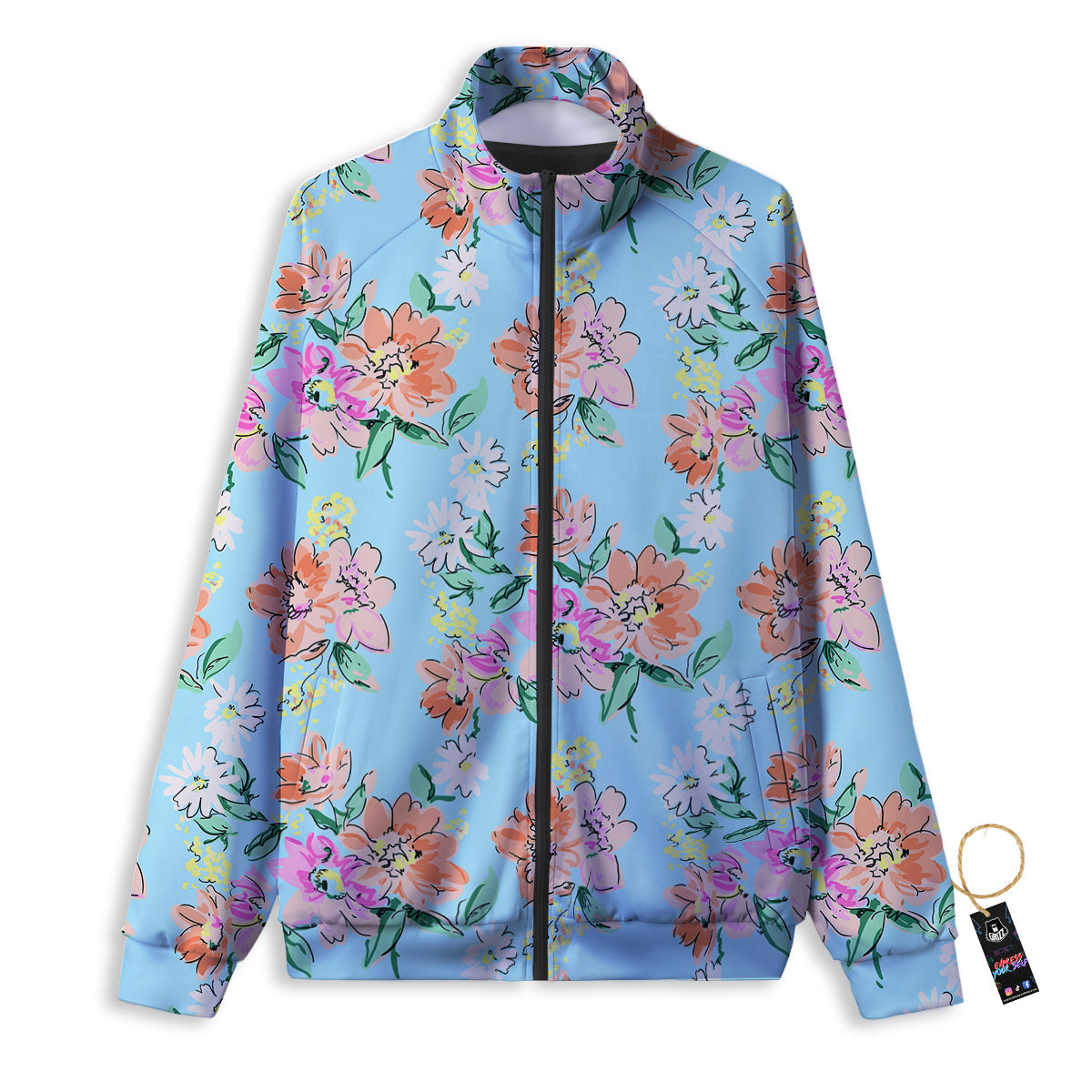 Floral Protea Print Pattern Track Jacket-grizzshop