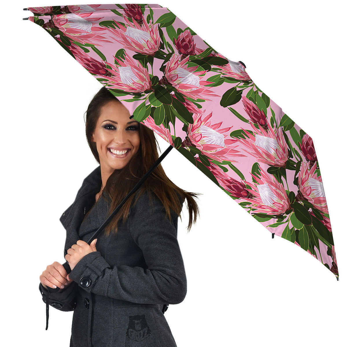 Floral Protea Print Pattern Umbrella-grizzshop