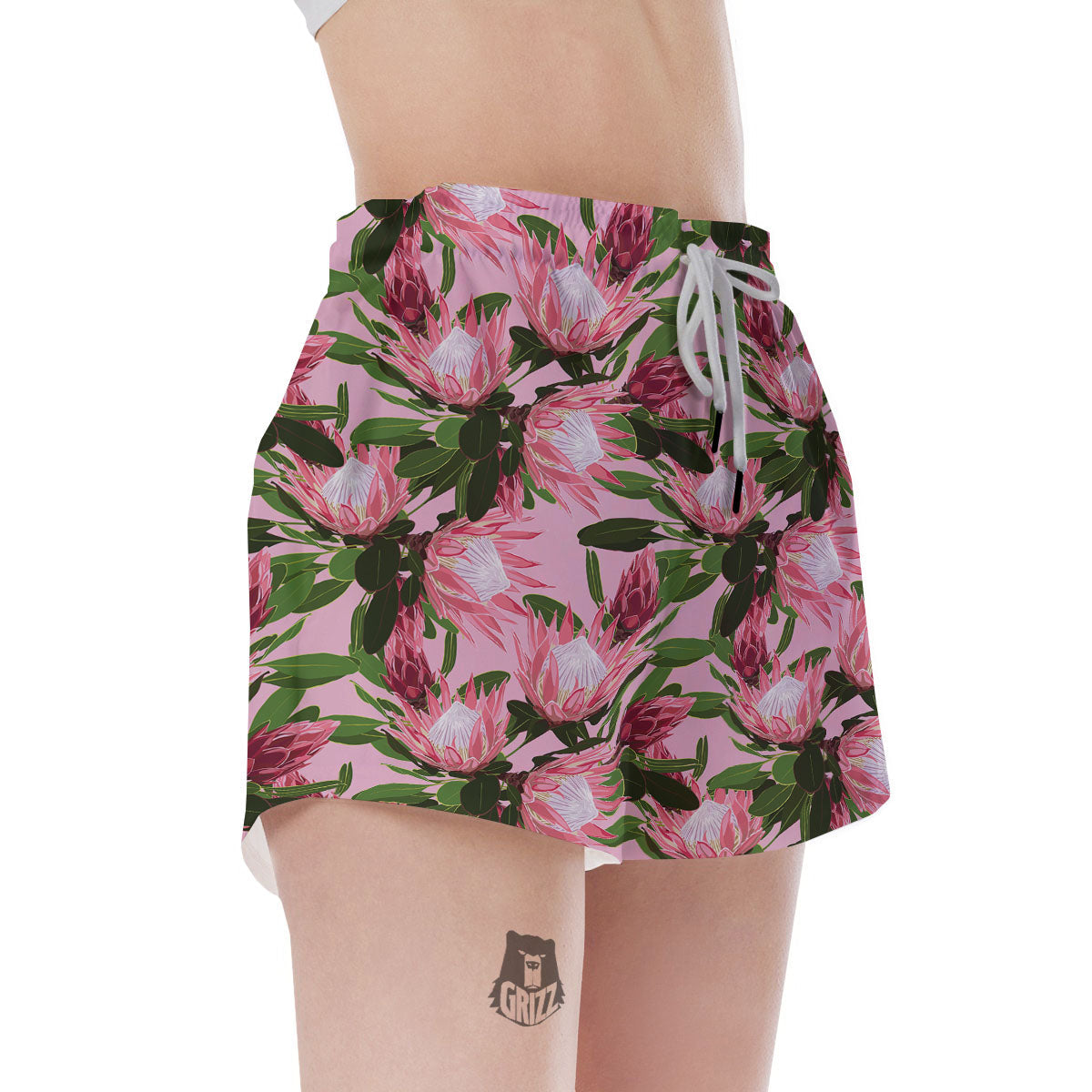 Floral Protea Print Pattern Women's Shorts-grizzshop