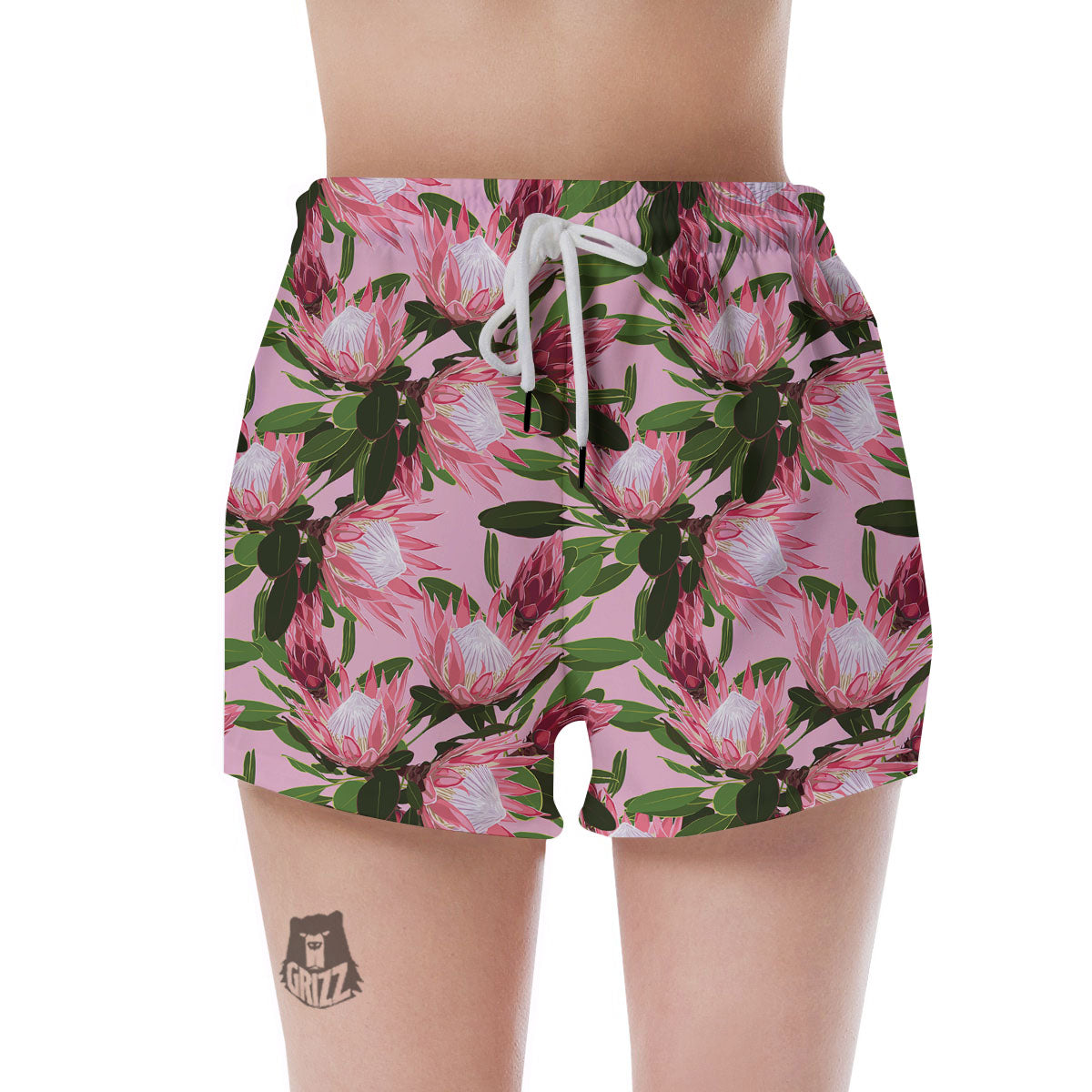 Floral Protea Print Pattern Women's Shorts-grizzshop