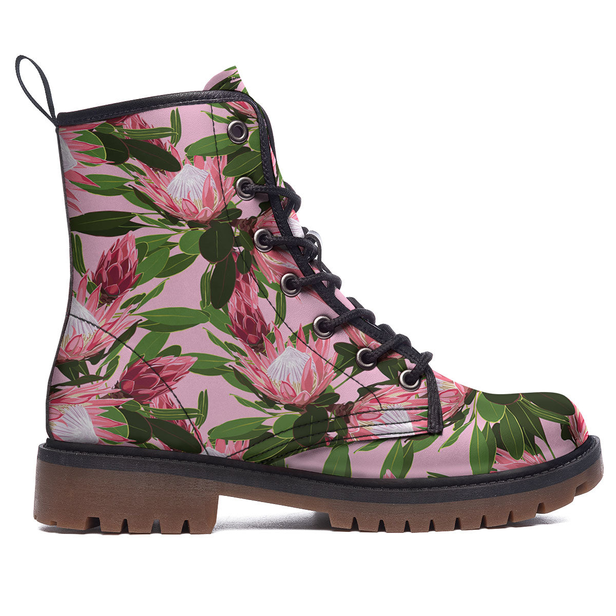 Floral Protea Print Pattern Work Boots-grizzshop