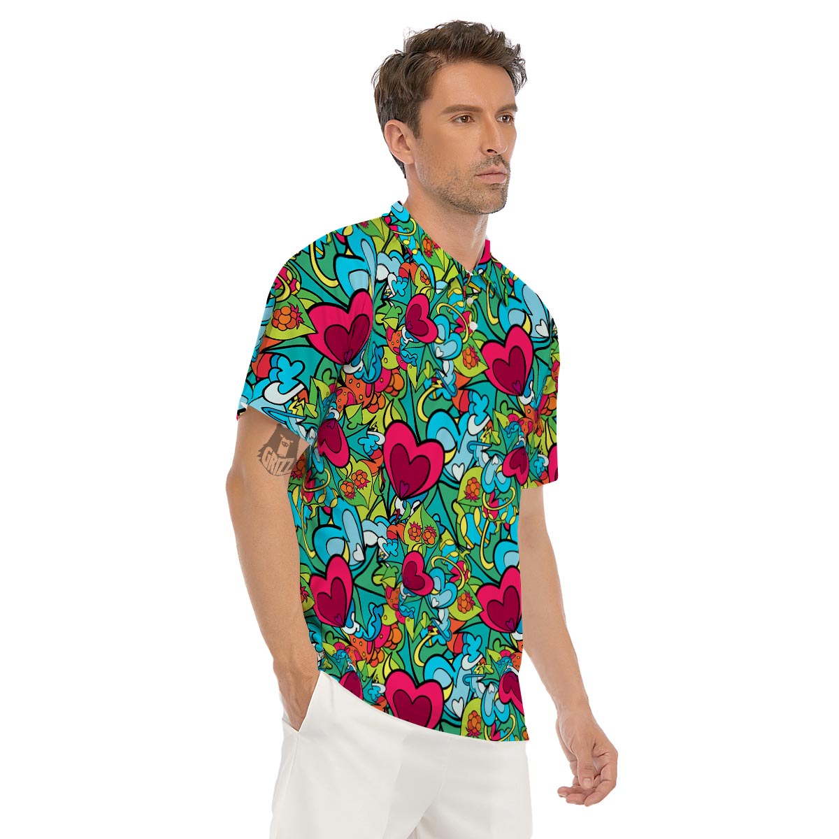 Floral Psychedelic Men's Golf Shirts-grizzshop