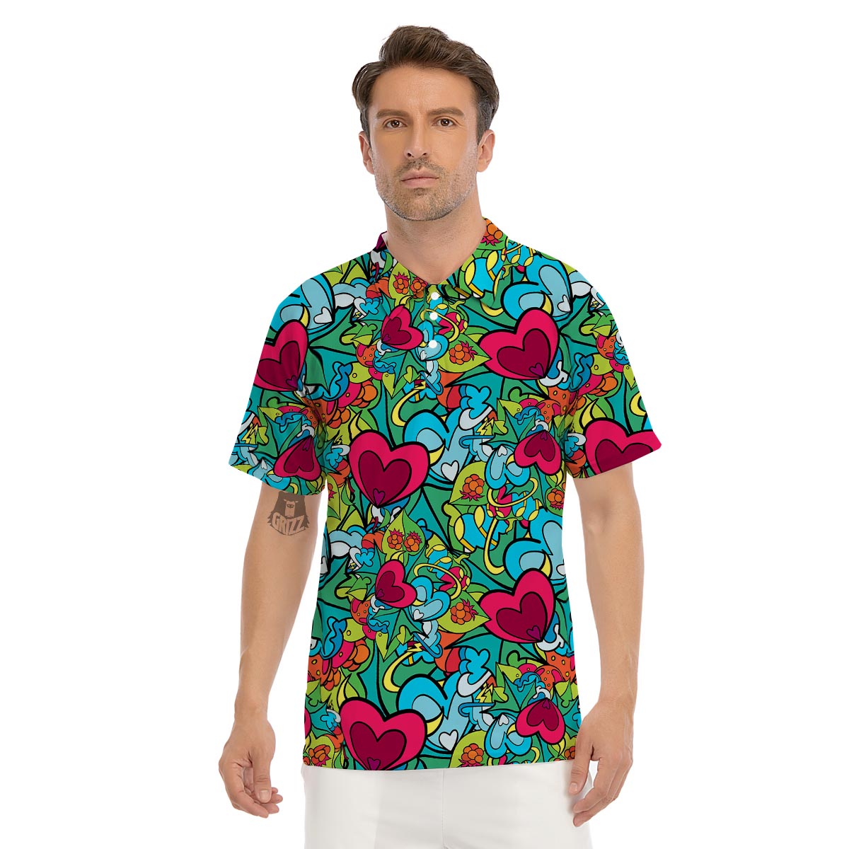 Floral Psychedelic Men's Golf Shirts-grizzshop