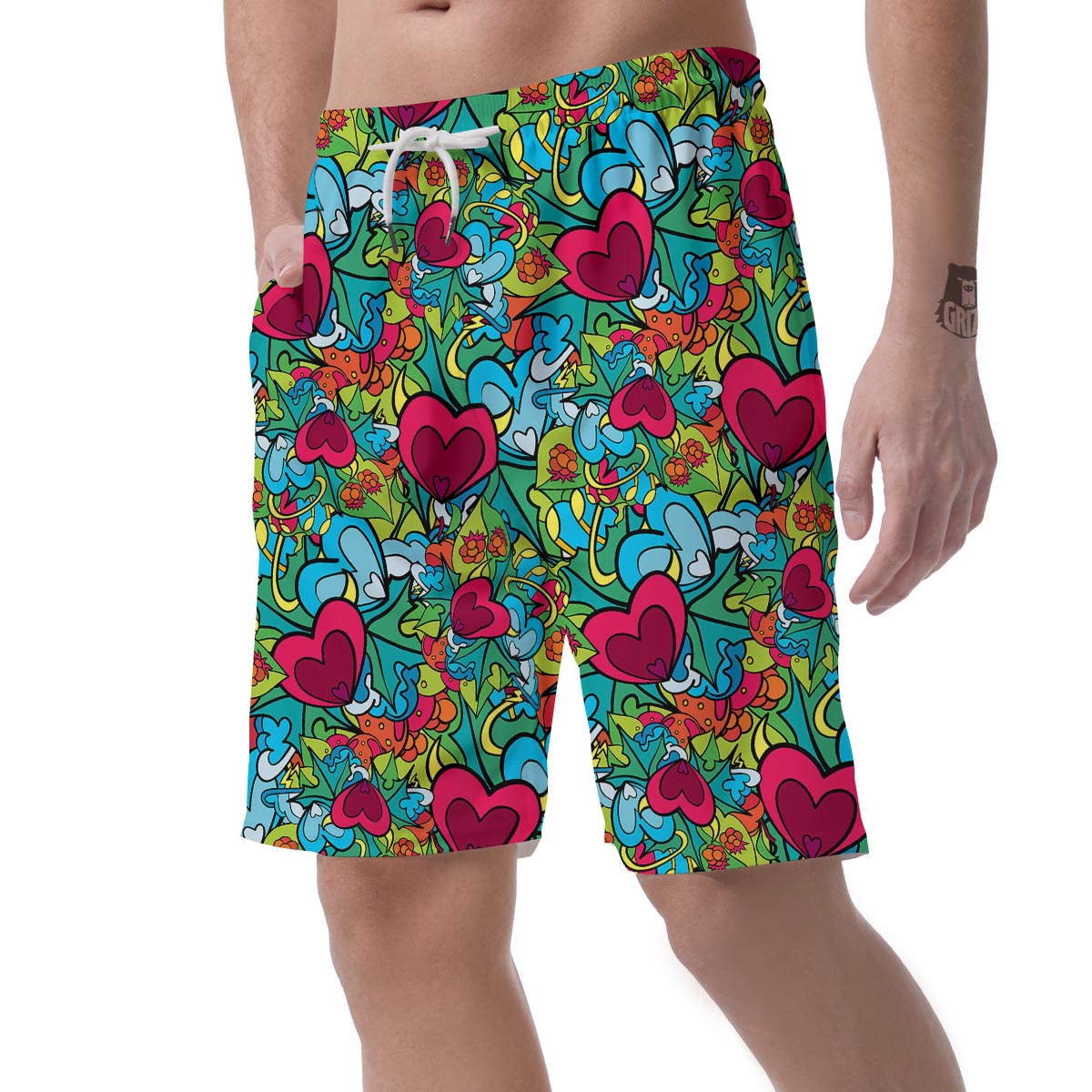 Floral Psychedelic Men's Shorts-grizzshop