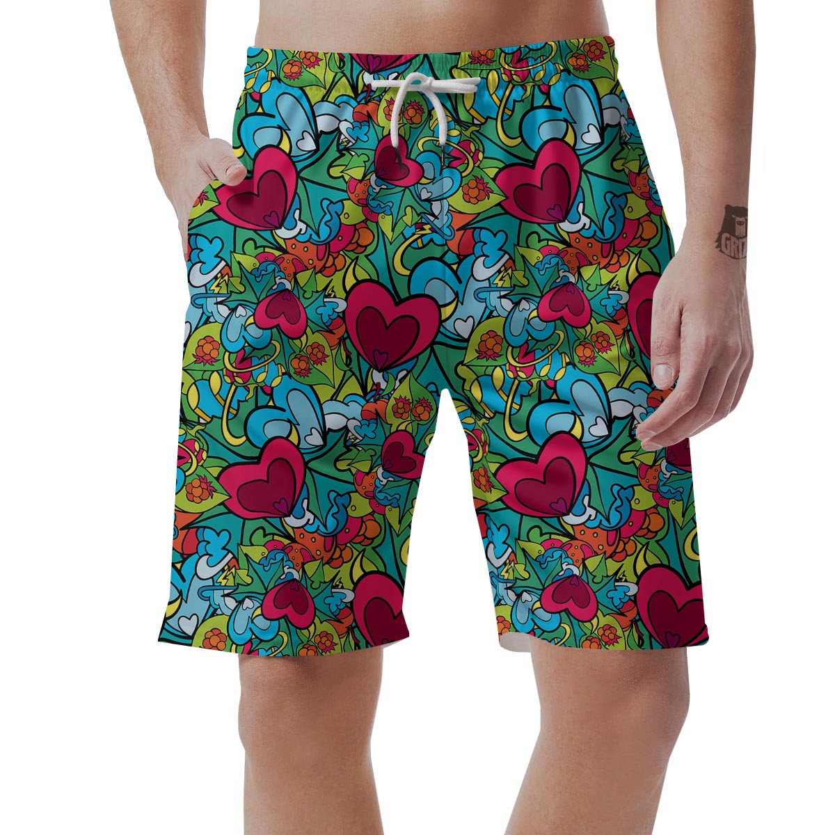 Floral Psychedelic Men's Shorts-grizzshop