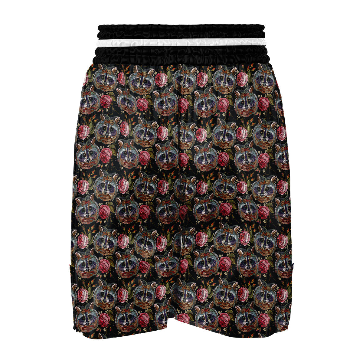 Floral Raccoon Pattern Print Boxing Shorts-grizzshop