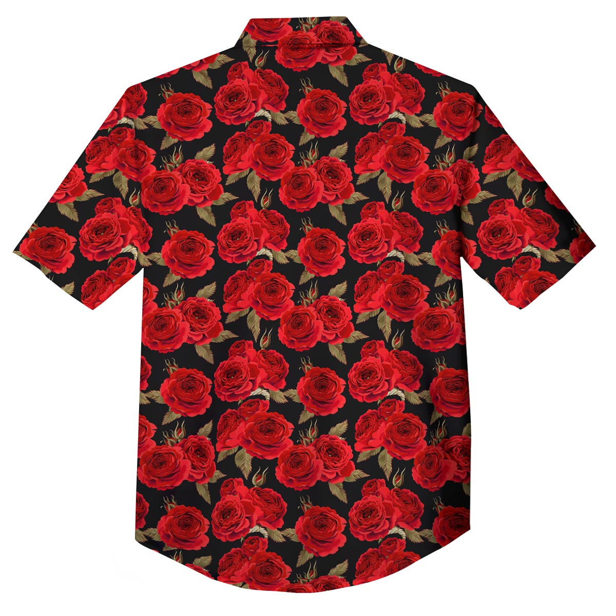 Floral Red Rose Print Pattern Button Up Shirt-grizzshop
