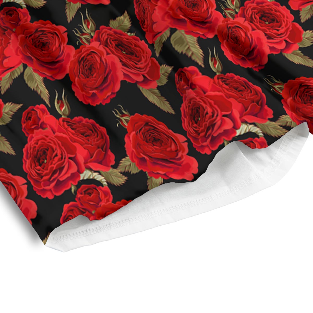 Floral Red Rose Print Pattern Men's Athletic Shorts