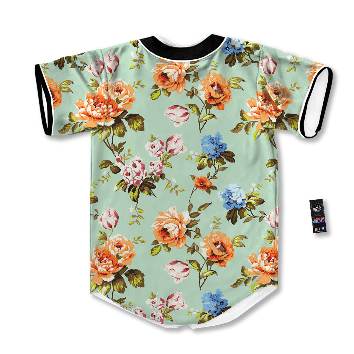 Floral Rose Flower Vintage Print Pattern Baseball Jersey-grizzshop