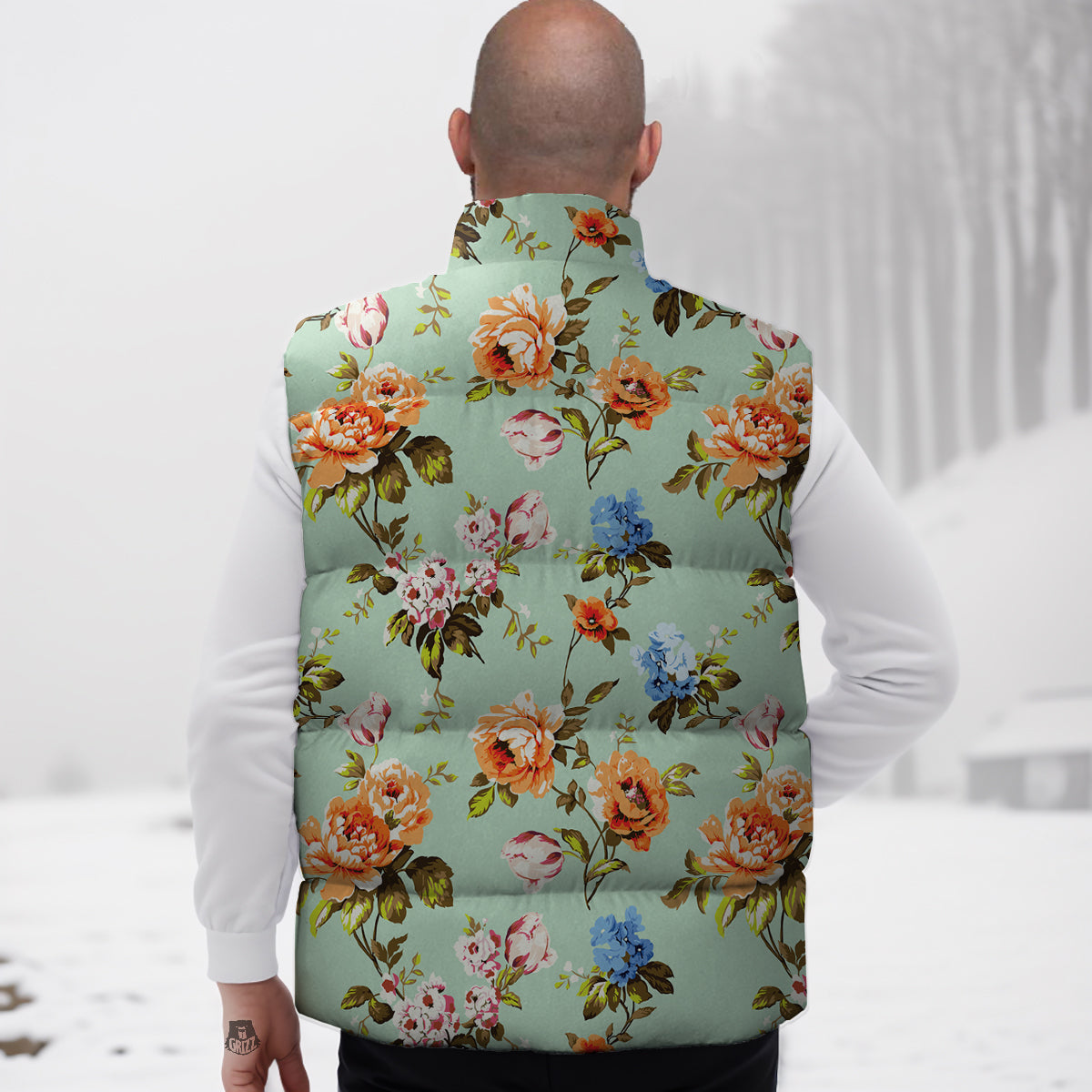 Floral Rose Flower Vintage Print Pattern Down Vest-grizzshop